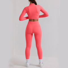 Long Sleeve Top Yoga Trousers Workout Exercise Outfit