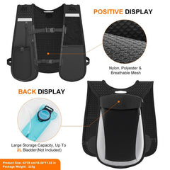 Hydration Vest Running Backpack, Lightweight Reflective Running Vest Pack with 500Ml Soft Water Bottle and Headlamp for Men Women Outdoor Cycling Marathon Trail Race Hiking Climbing