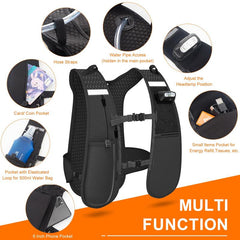 Hydration Vest Running Backpack, Lightweight Reflective Running Vest Pack with 500Ml Soft Water Bottle and Headlamp for Men Women Outdoor Cycling Marathon Trail Race Hiking Climbing