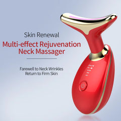 Micro-Current Heating Neck Beauty Device Skin Tighten Massager Remover 7-Color LED Therapy Lifting Face Neck Beauty Instrument