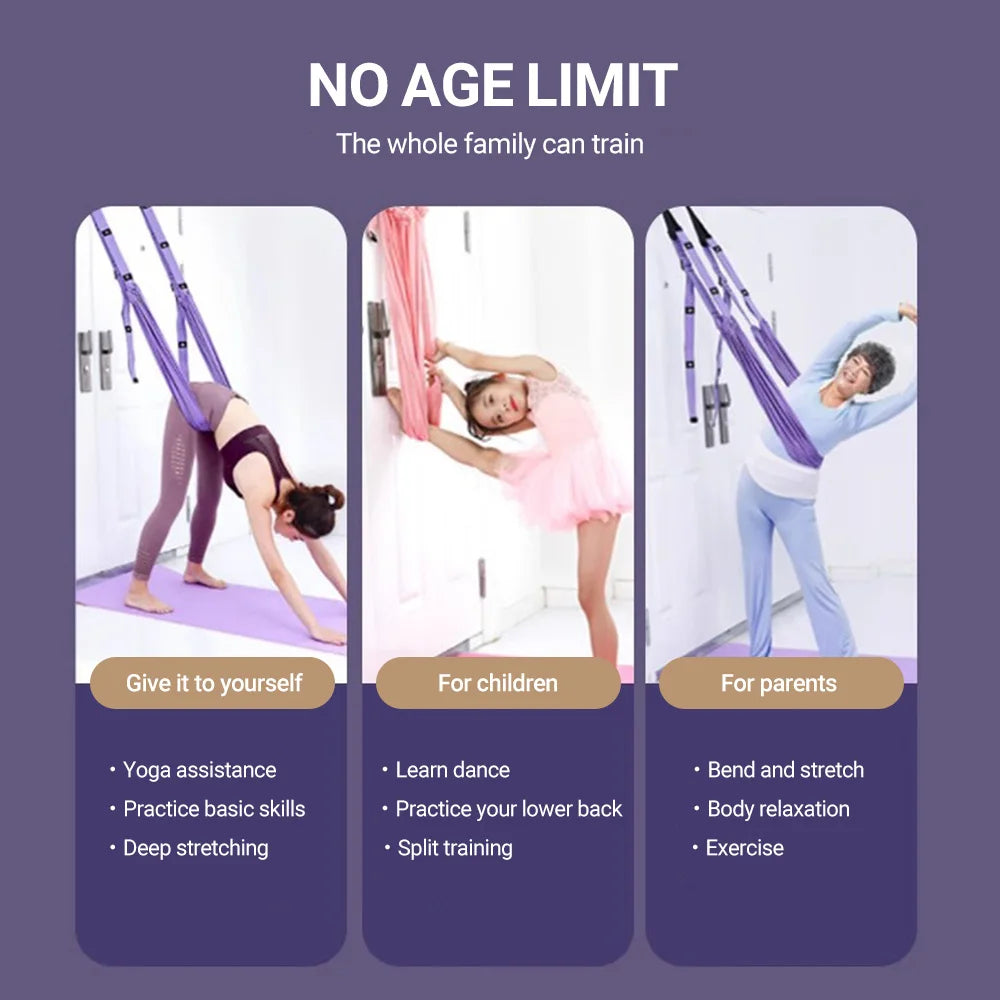 Aerial Yoga Strap Pull Rope Woman Hammock Stretch Leg Splits Trainer Female Gym Belt Aerial Hammock Swing Stretching Inversion