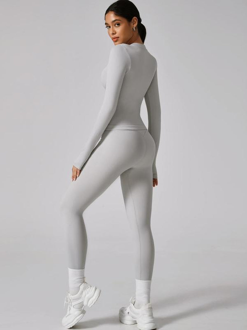 Women'S Solid Zip up Jacket & High Waist Leggings Tracksuit Set, Sporty Breathable Comfy Outfits for Yoga Gym Workout Running, Women Tracksuits for Fall & Winter