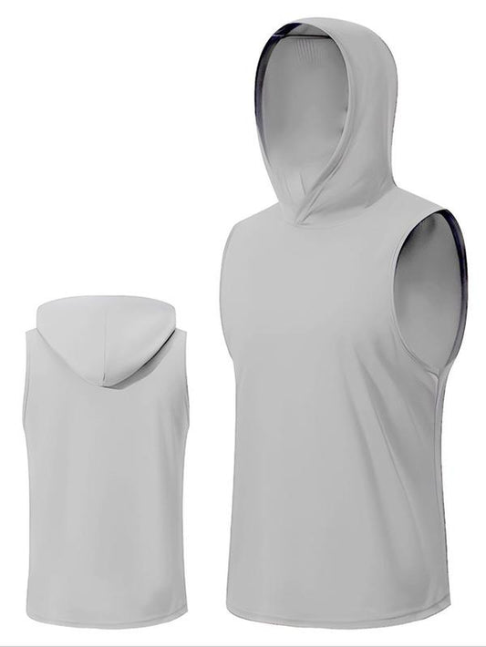 Men'S Solid Hooded Sports Vest, Regular Fit Casual Sporty Sleeveless Tank Top for Gym Workout Running, Running Vest, Mens Sport & Outdoor Clothing for Fall